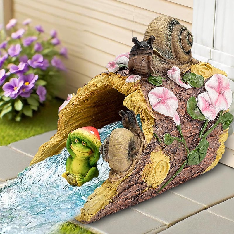 Teaeeno Frog Gutter Downspout Extension Decorative, Animal Gutter Extension Decor Statue,4"×3" Rain Gutter Downspout Splash Block,Garden Splash Block Outdoor Sculpture (Snail) - Image 2